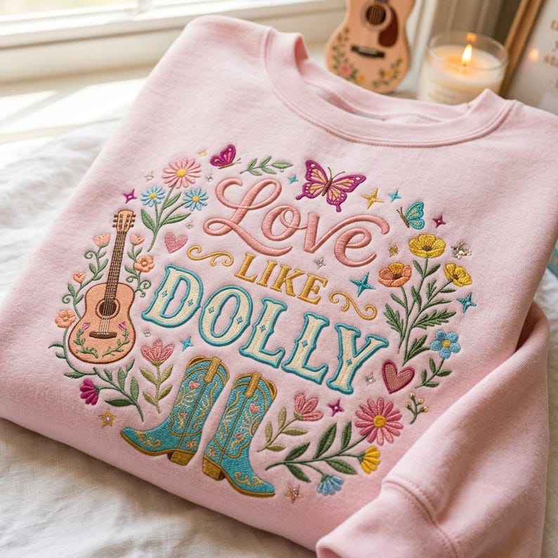 Love Like Dolly Embroidered Sweatshirt, Dolly Parton Tribute Country Music Shirt/Sweatshirt/Hoodie