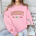 Custom Pet Portrait Floral Applique Embroidered Sweatshirt Hoodie T-shirt