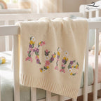 Custom Floral Baby Name Blanket, Newborn Hospital Gift, Custom Baby Gift, Baby Name Swaddle, Flower Design Blanket, Cotton Baby Blanket