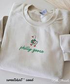 Embroidered Philly Goose Sweatshirt or T-Shirt | Vintage Style Kelly Green | Philadelphia Football Gifts | Crewneck | T-Shirt | Hoodie