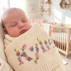 Custom Floral Baby Name Blanket, Newborn Hospital Gift, Custom Baby Gift, Baby Name Swaddle, Flower Design Blanket, Cotton Baby Blanket