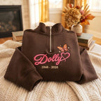 Embroidered Quarter Zip Sweatshirt, Country Music Sweatshirt, Dolly Memorial Sweatshirt
