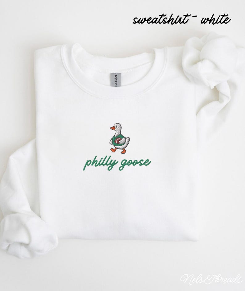 Embroidered Philly Goose Sweatshirt or T-Shirt | Vintage Style Kelly Green | Philadelphia Football Gifts | Crewneck | T-Shirt | Hoodie