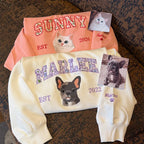 Custom Pet Portrait Floral Applique Embroidered Sweatshirt Hoodie T-shirt