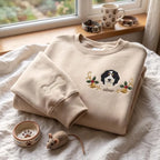 Custom Pet Embroidered Sweatshirt with Christmas Wreath Design, Holiday Pet Lover Gift