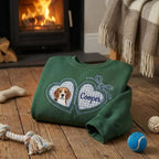 Custom Pet Portrait Embroidered Sweatshirt with Gingham Locket Heart Coquette