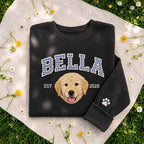 Custom Pet Portrait Embroidered Gingham Applique Sweatshirt