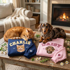Custom Pet Portrait Embroidered Gingham Applique Sweatshirt