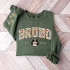 Custom Pet Portrait Floral Applique Embroidered Sweatshirt Hoodie T-shirt
