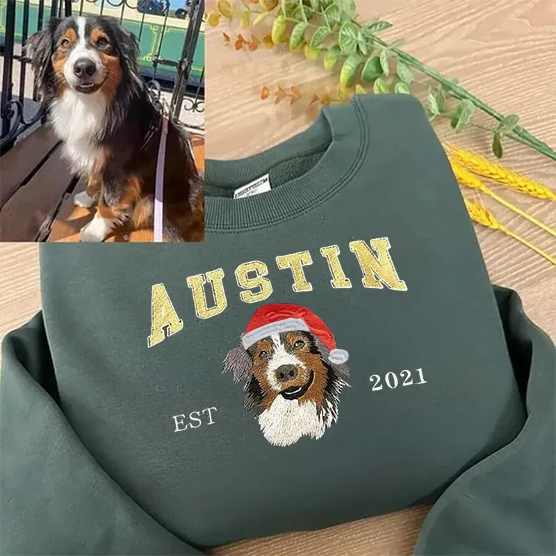 Personalized Embroidered Pet Face and Name Est Sweatshirt