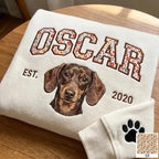Custom Pet Portrait Floral Applique Embroidered Sweatshirt Hoodie T-shirt
