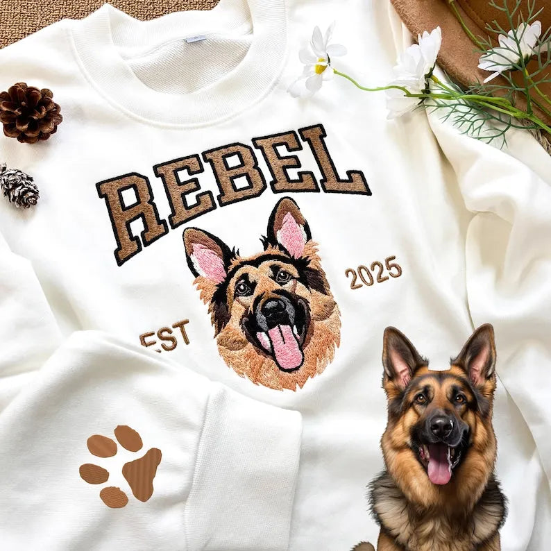 Personalized Embroidered Pet Face and Name Est Sweatshirt