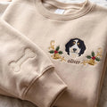 Custom Pet Embroidered Sweatshirt with Christmas Wreath Design, Holiday Pet Lover Gift