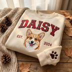 Custom Pet Portrait Floral Applique Embroidered Sweatshirt Hoodie T-shirt