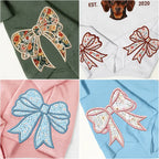 Custom Pet Portrait Floral Applique Embroidered Sweatshirt with Side Bow Detail