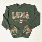 Custom Pet Portrait Floral Applique Embroidered Sweatshirt with Side Bow Detail