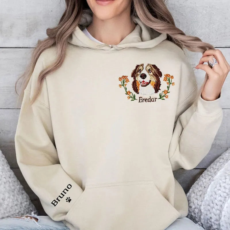 Personalized Pet Portrait Embroidery Sweatshirt Hoodie T-shirt