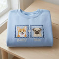 Personalized Pet Portrait Embroidered Sweatshirt with Gingham Appliqué Patch