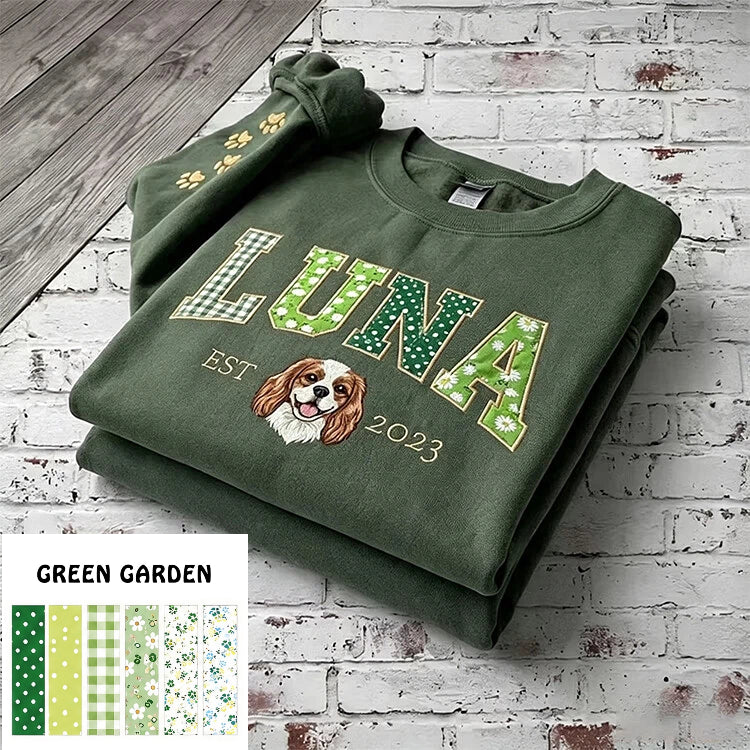 Custom Pet Portrait Patchwork Appliqu Embroidered Sweatshirt Hoodie T-Shirt