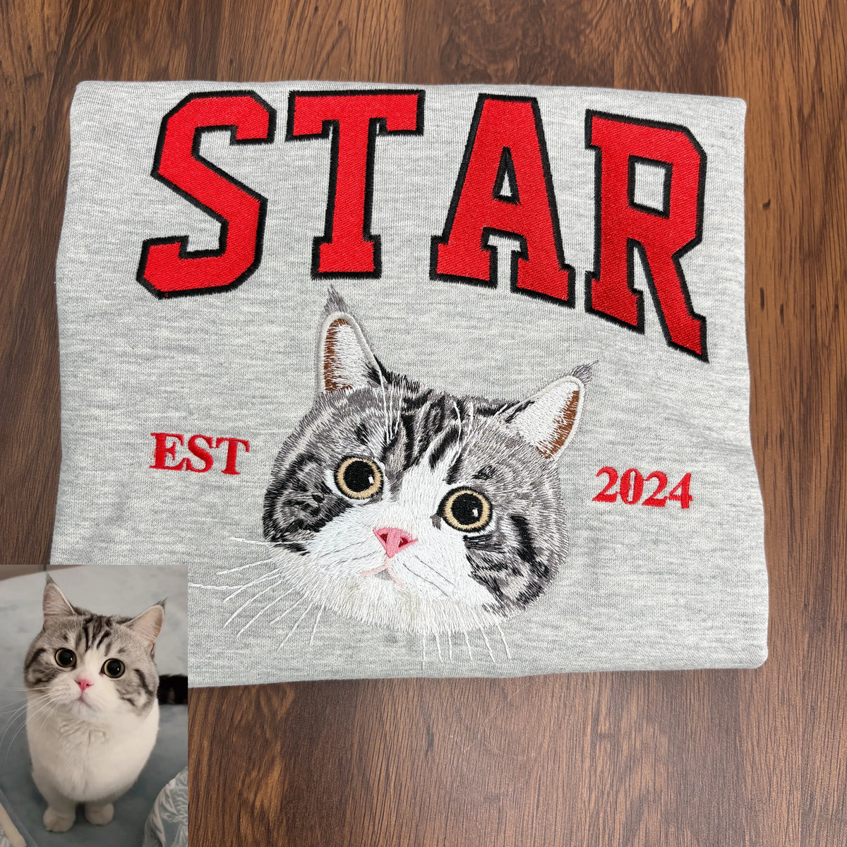 Personalized Embroidered Pet Face and Name Est Sweatshirt