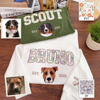 Custom Pet Portrait Floral Applique Embroidered Sweatshirt Hoodie T-shirt