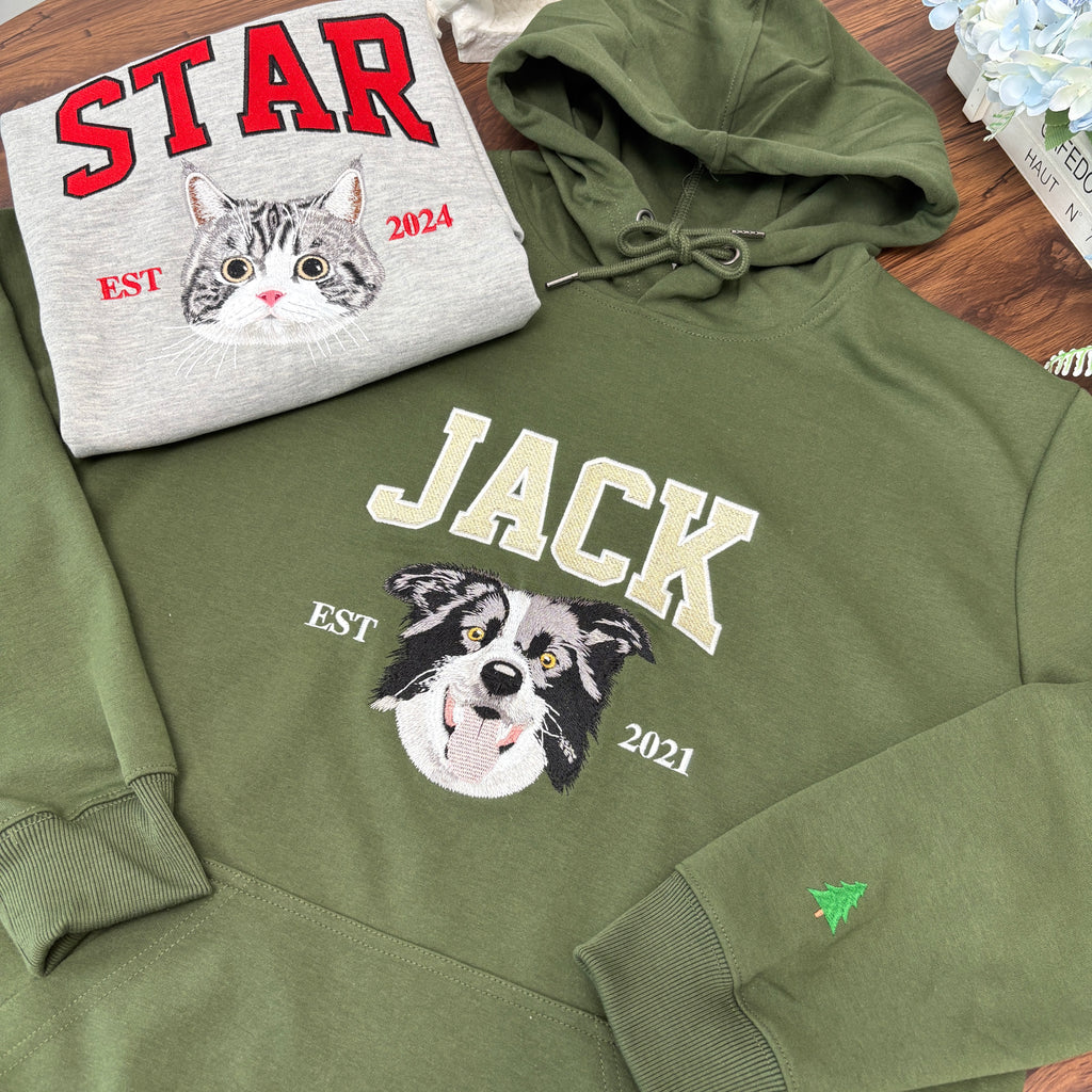 Personalized Embroidered Pet Face and Name Est Sweatshirt