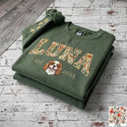 Custom Pet Portrait Floral Applique Embroidered Sweatshirt Hoodie T-shirt