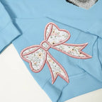 Custom Pet Portrait Floral Applique Embroidered Sweatshirt with Side Bow Detail
