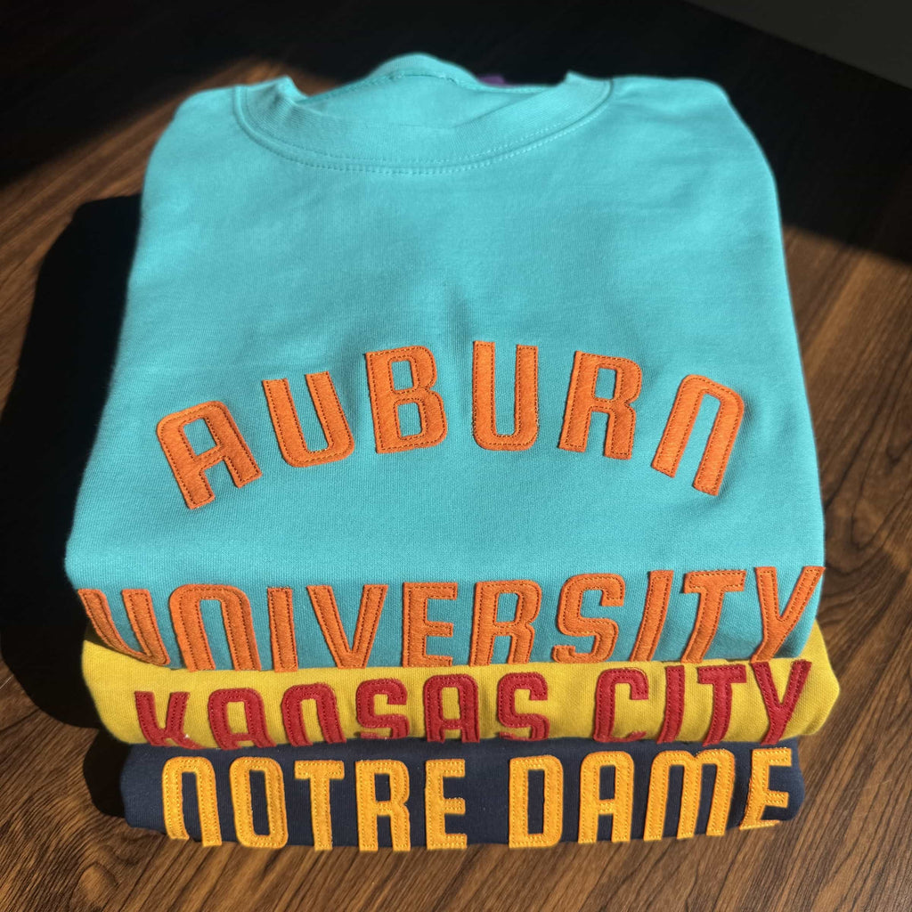Custom Stitched Retro Wool Felt Letter Sweatshirt Vintage Style Varsity Crewneck
