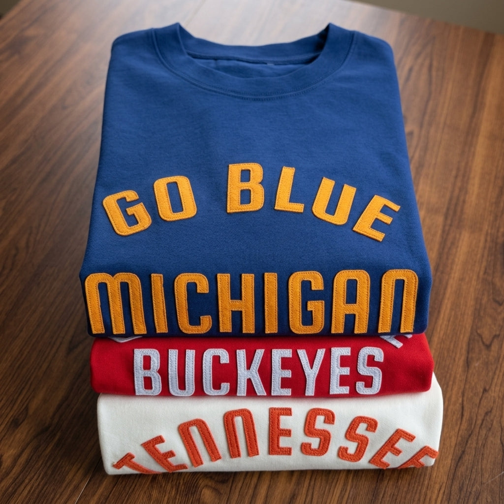 Custom Stitched Retro Wool Felt Letter Sweatshirt Vintage Style Varsity Crewneck