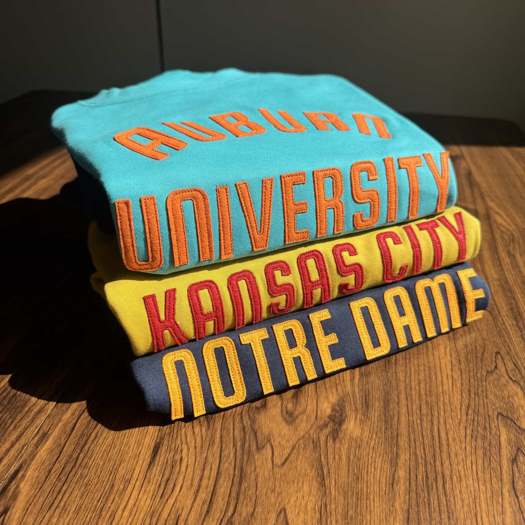 Custom Stitched Retro Wool Felt Letter Sweatshirt Vintage Style Varsity Crewneck