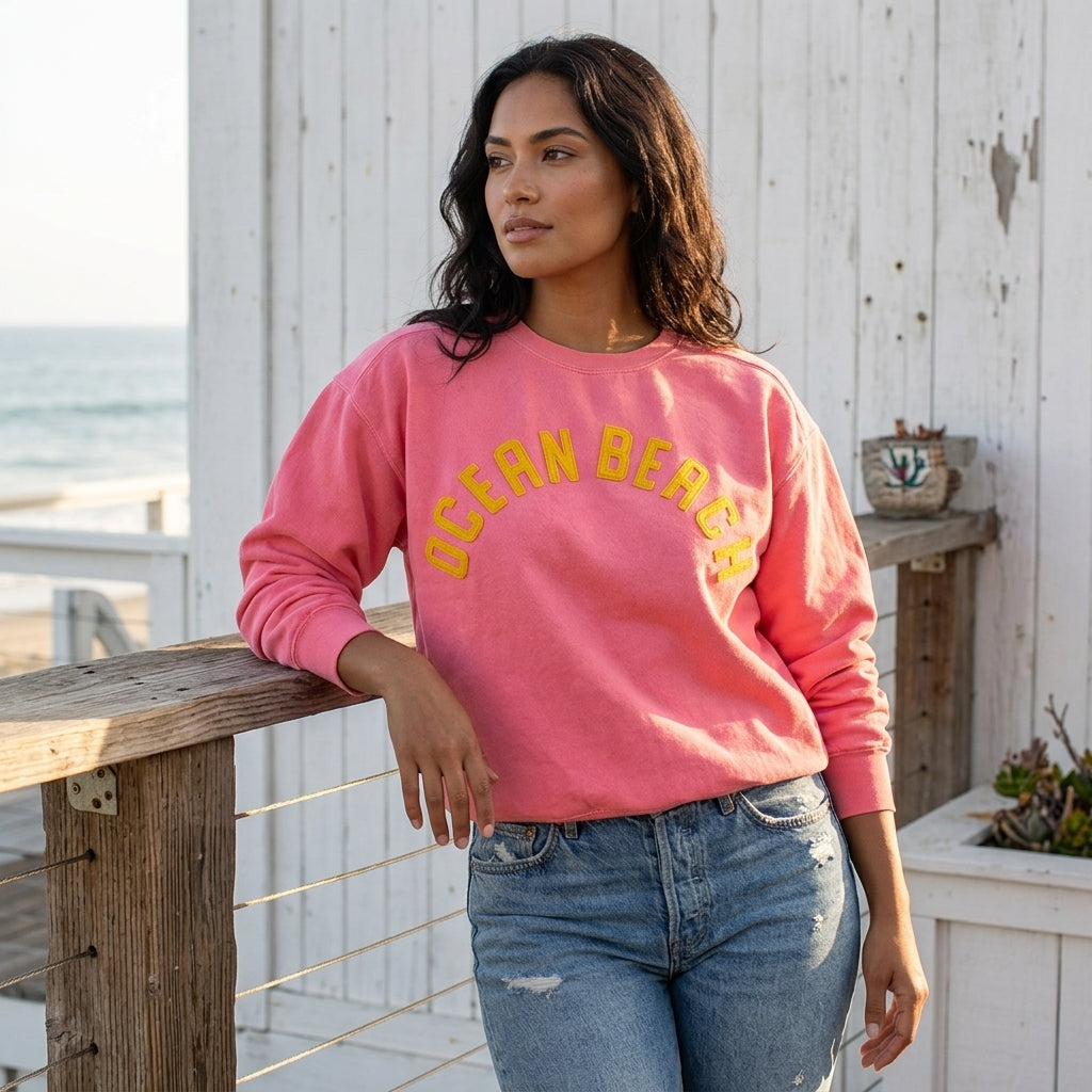 Custom Stitched Retro Wool Felt Letter Sweatshirt Vintage Style Varsity Crewneck