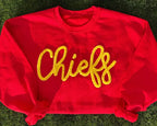Chenille Yarn Embroidered Sweatshirt Game Day Fuzzy Letter Team Spirit Football Mom