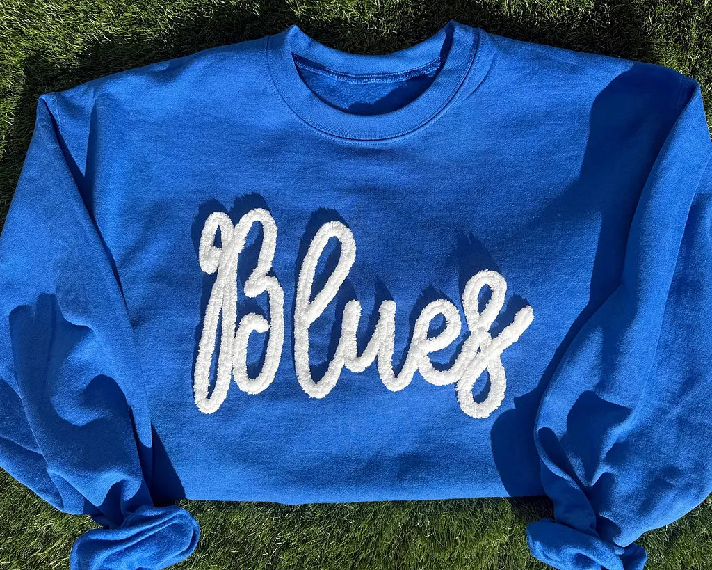 Chenille Yarn Embroidered Sweatshirt Game Day Fuzzy Letter Team Spirit Football Mom
