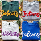 Chenille Yarn Embroidered Sweatshirt Game Day Fuzzy Letter Team Spirit Football Mom