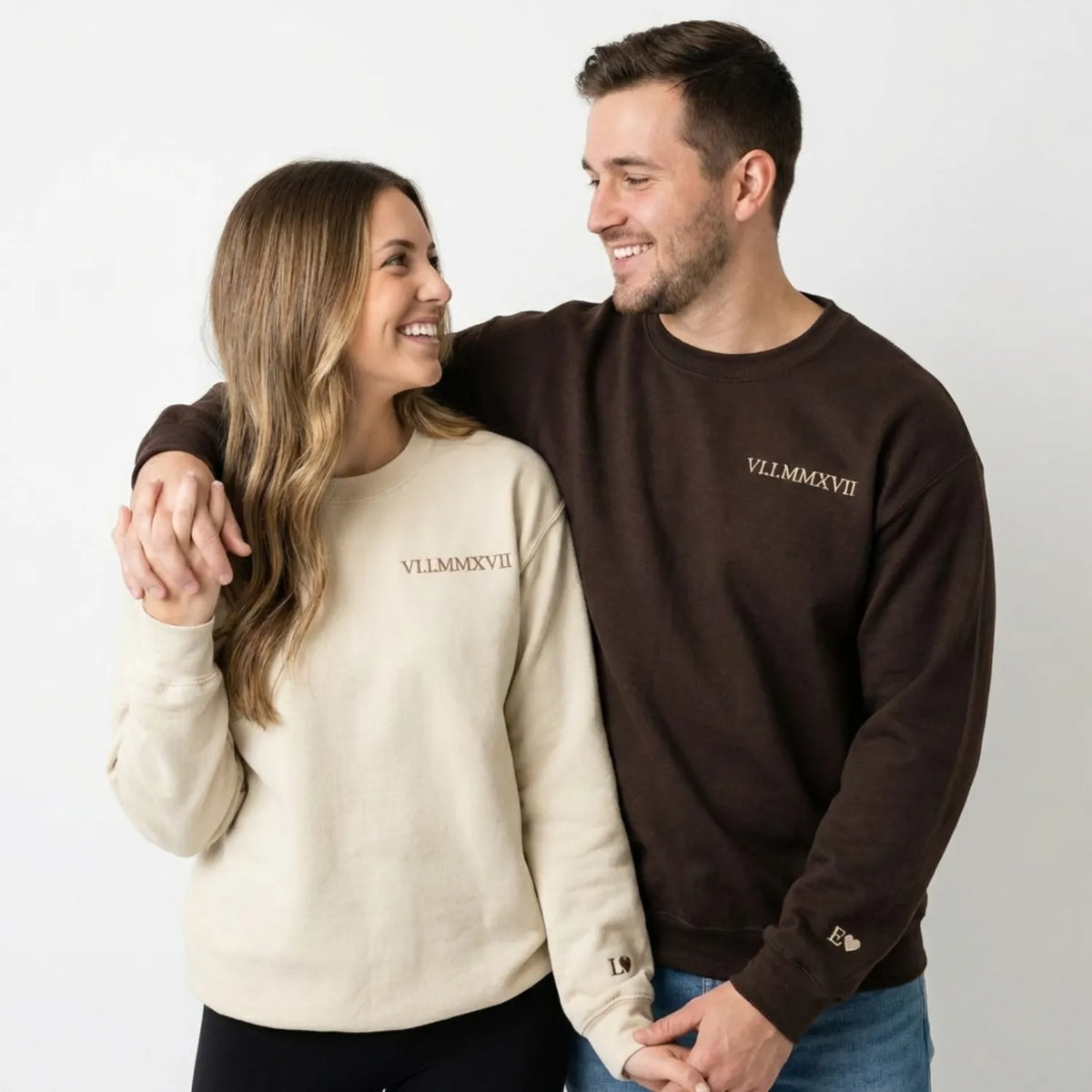 Custom Embroidered Photo Portrait Couple Hoodie or Sweatshirt, Personalized Gift for Him Her