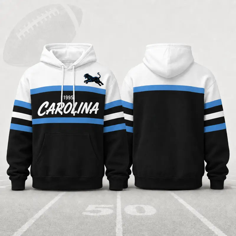 (Only Pattern Own Design No Team Logo) Unisex Football Retro City Letter Hoodie, All Team Color‑Block Striped Hooded Sweatshirt, Long‑Sleeve Casual Top For Sports Game Day And Daily Street Outfits