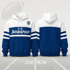 (Only Pattern Own Design No Team Logo) Unisex Football Retro City Letter Hoodie, All Team Color‑Block Striped Hooded Sweatshirt, Long‑Sleeve Casual Top For Sports Game Day And Daily Street Outfits