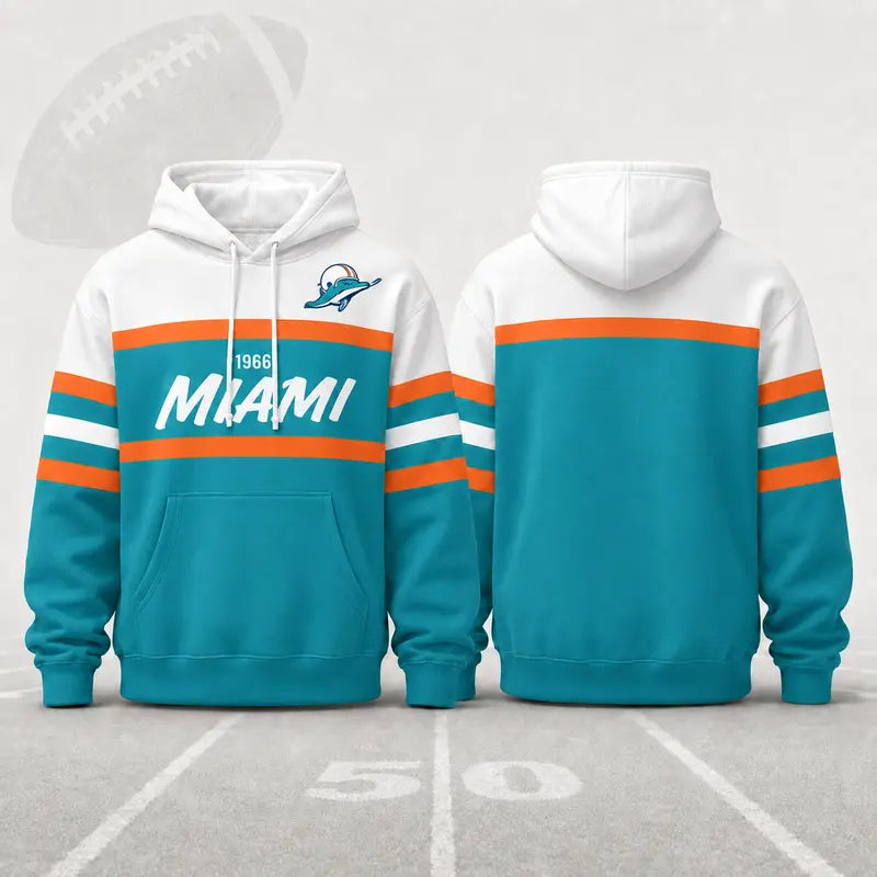 (Only Pattern Own Design No Team Logo) Unisex Football Retro City Letter Hoodie, All Team Color‑Block Striped Hooded Sweatshirt, Long‑Sleeve Casual Top For Sports Game Day And Daily Street Outfits