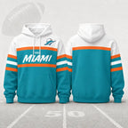 (Only Pattern Own Design No Team Logo) Unisex Football Retro City Letter Hoodie, All Team Color‑Block Striped Hooded Sweatshirt, Long‑Sleeve Casual Top For Sports Game Day And Daily Street Outfits