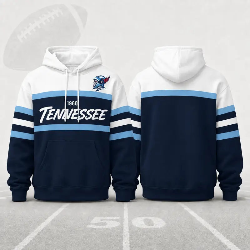 (Only Pattern Own Design No Team Logo) Unisex Football Retro City Letter Hoodie, All Team Color‑Block Striped Hooded Sweatshirt, Long‑Sleeve Casual Top For Sports Game Day And Daily Street Outfits