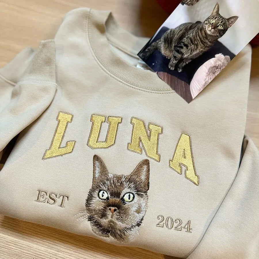 Personalized Embroidered Pet Face and Name Est Sweatshirt