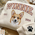 Custom Pet Portrait Floral Applique Embroidered Sweatshirt Hoodie T-shirt