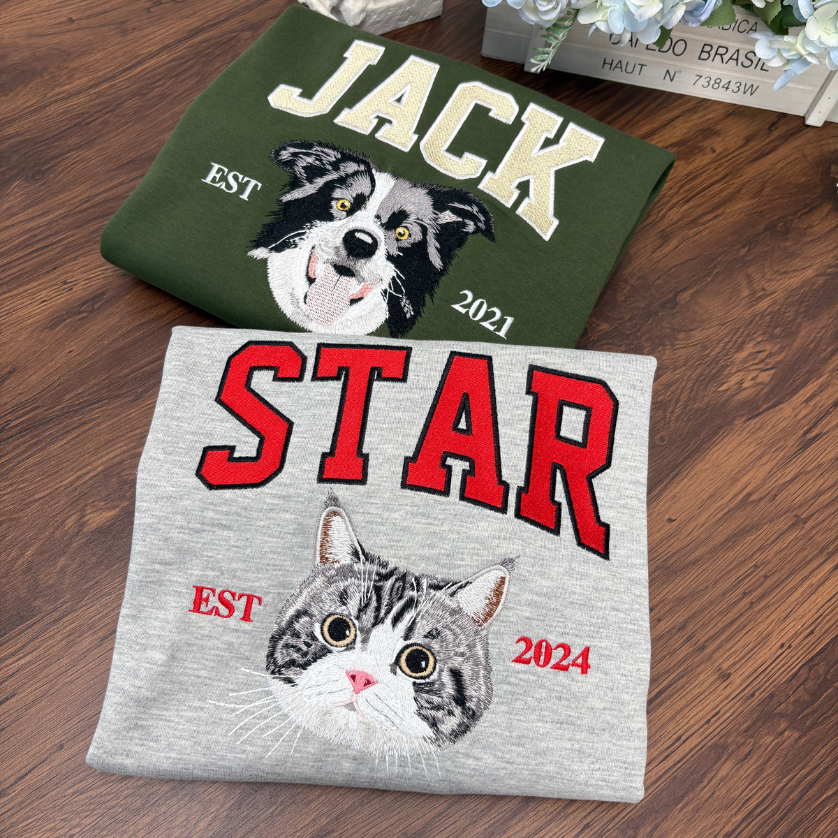 Personalized Embroidered Pet Face and Name Est Sweatshirt