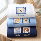 Personalized Pet Portrait Embroidered Sweatshirt with Gingham Appliqué Patch
