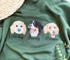 Custom Dog Face Embroidered Sweatshirt - Personalized Pet Photo Hoodie for Dog Lovers- Colorful Design