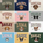Custom Pet Portrait Floral Applique Embroidered Sweatshirt with Side Bow Detail