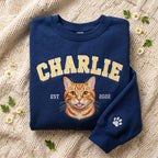 Custom Pet Portrait Embroidered Gingham Applique Sweatshirt