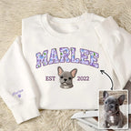 Custom Pet Portrait Floral Applique Embroidered Sweatshirt Hoodie T-shirt