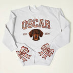 Custom Pet Portrait Floral Applique Embroidered Sweatshirt with Side Bow Detail